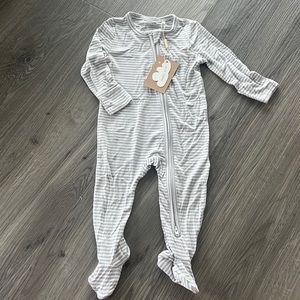 Baby grey stripes footsie pajama